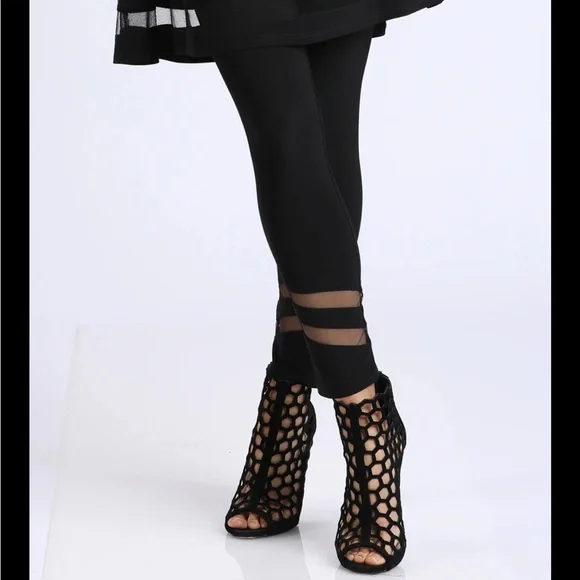 Black Mesh-Detail Straight Leg Pants from IC - Picture 1 of 9
